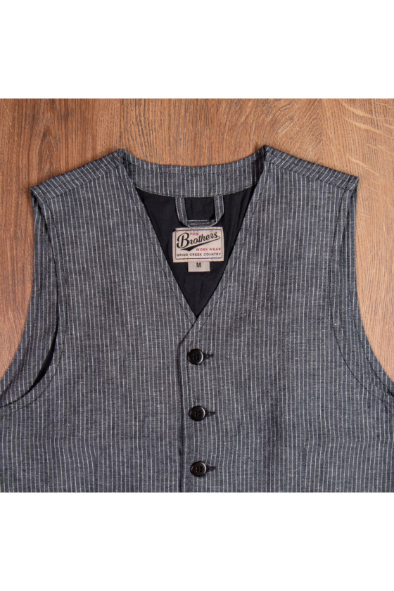 1905 Hauler Vest grey striped linen